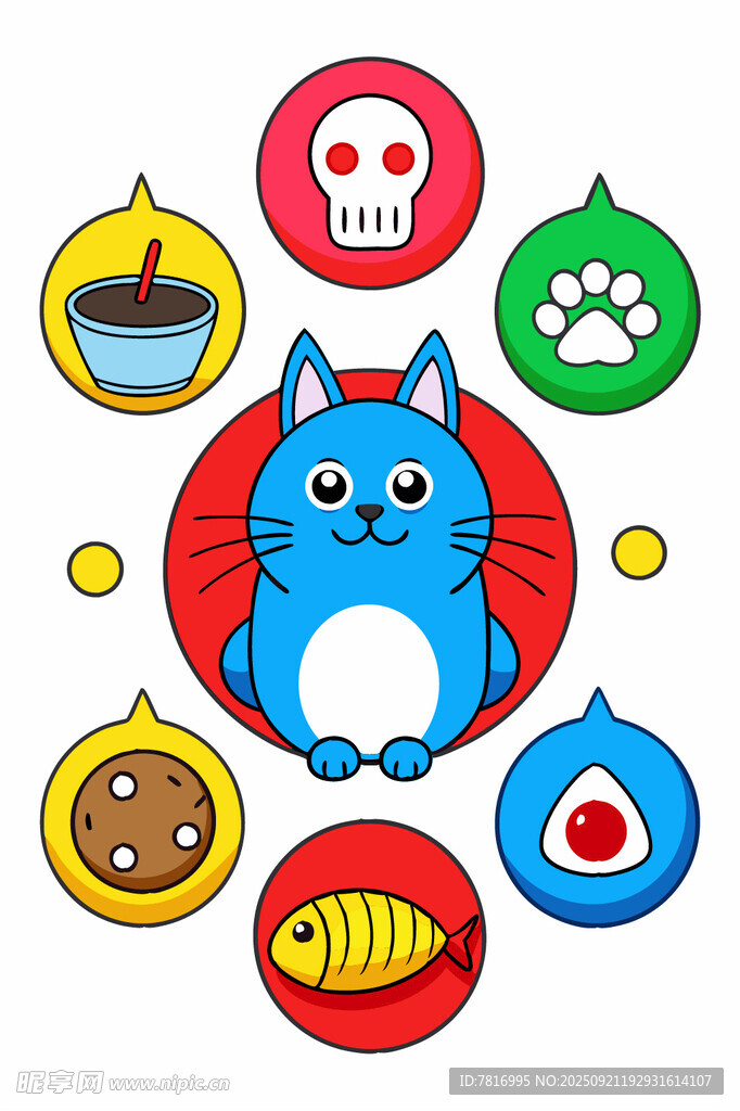可爱猫咪与周边趣味元素