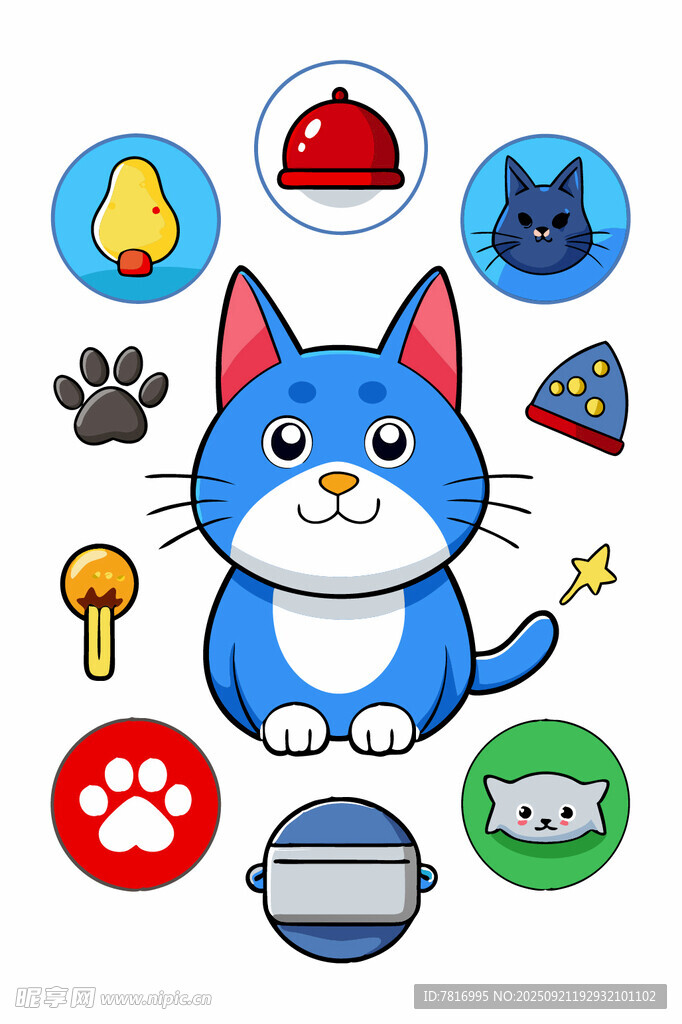 可爱蓝猫与宠物相关图标