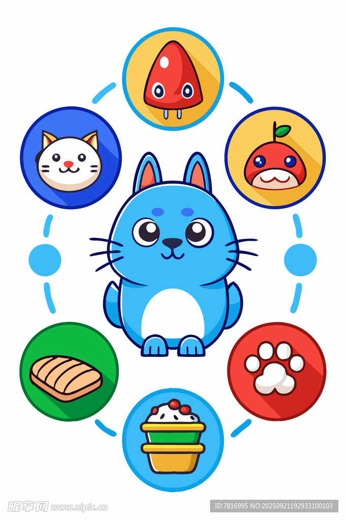 可爱猫咪与多样宠物元素