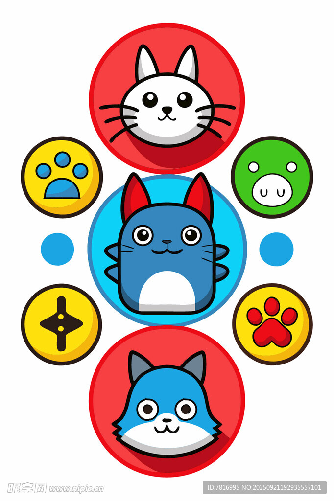 可爱龙猫与猫咪图案设计