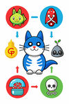 蓝猫与网络安全警示图标