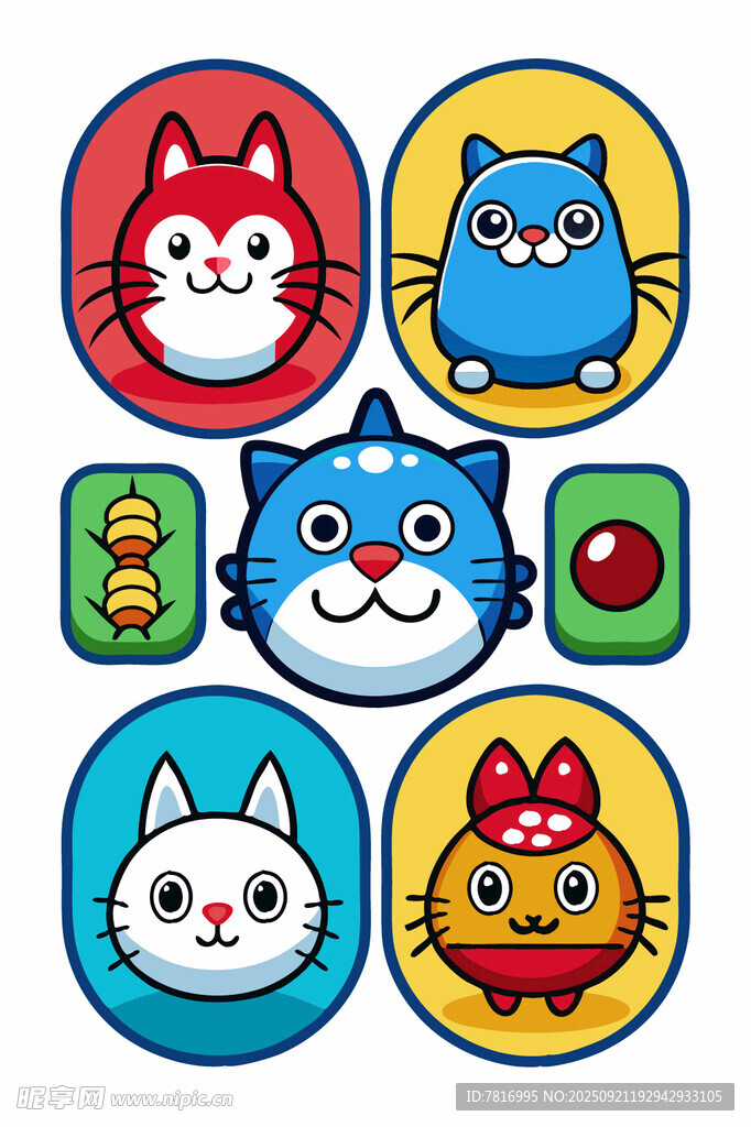 可爱卡通猫咪图标集合