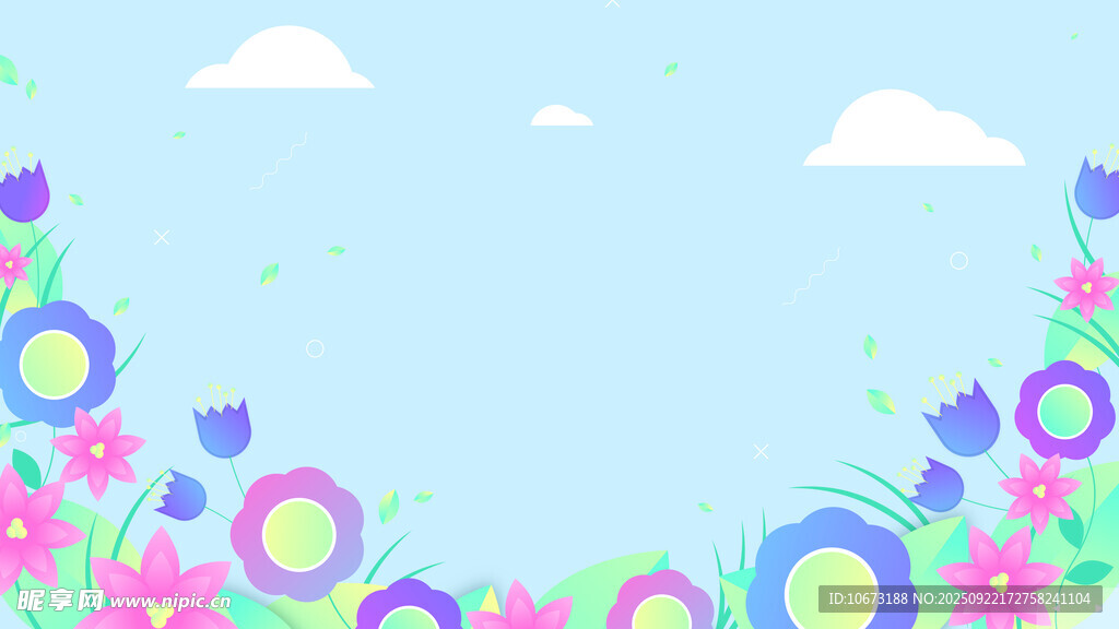 缤纷花卉装点梦幻天空
