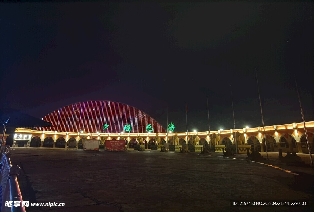 夜晚绚丽灯光下的桥梁景观