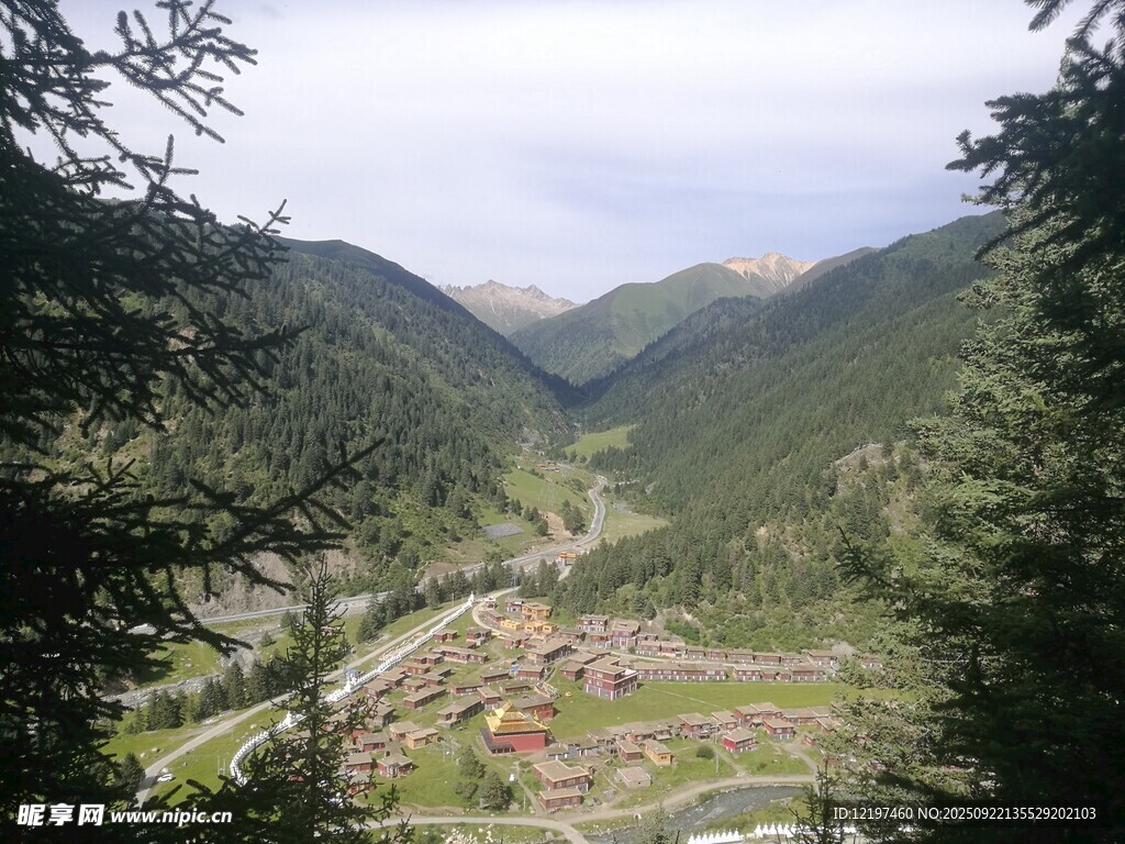 山间景致绿意盎然的山谷