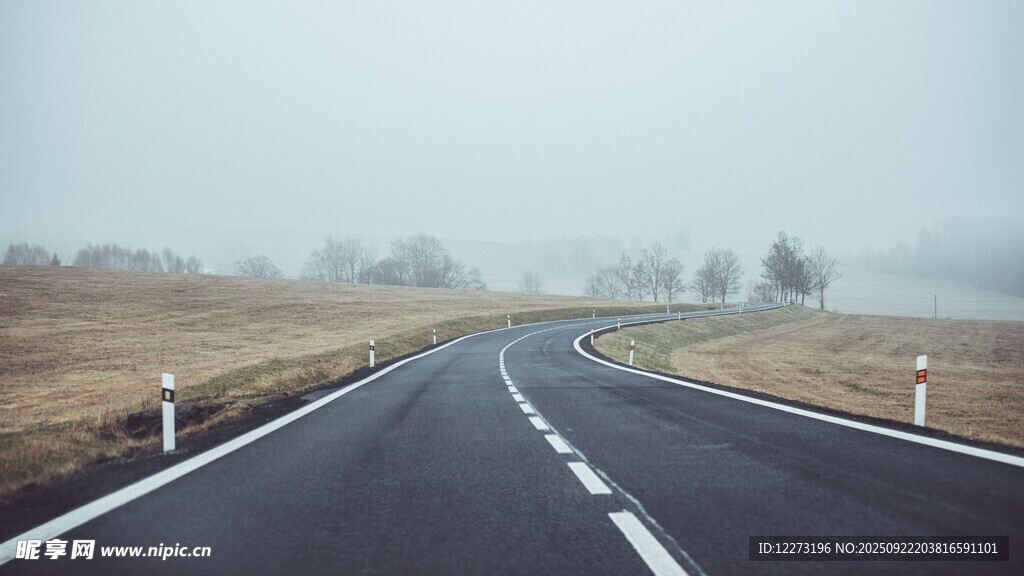 雾中蜿蜒公路