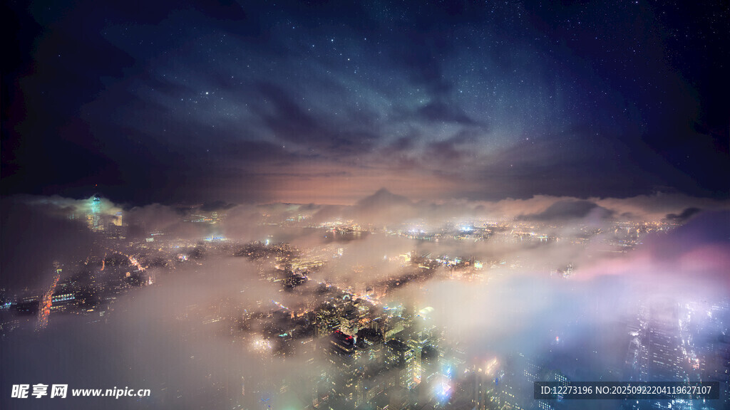 梦幻夜景中的璀璨城市景观
