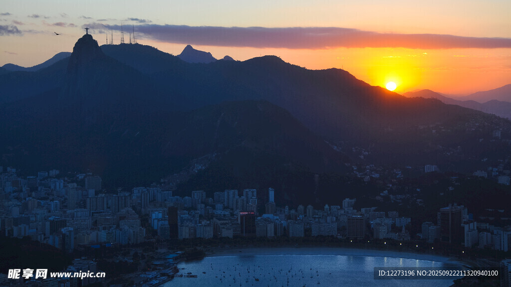 里约黄昏城市与山海美景
