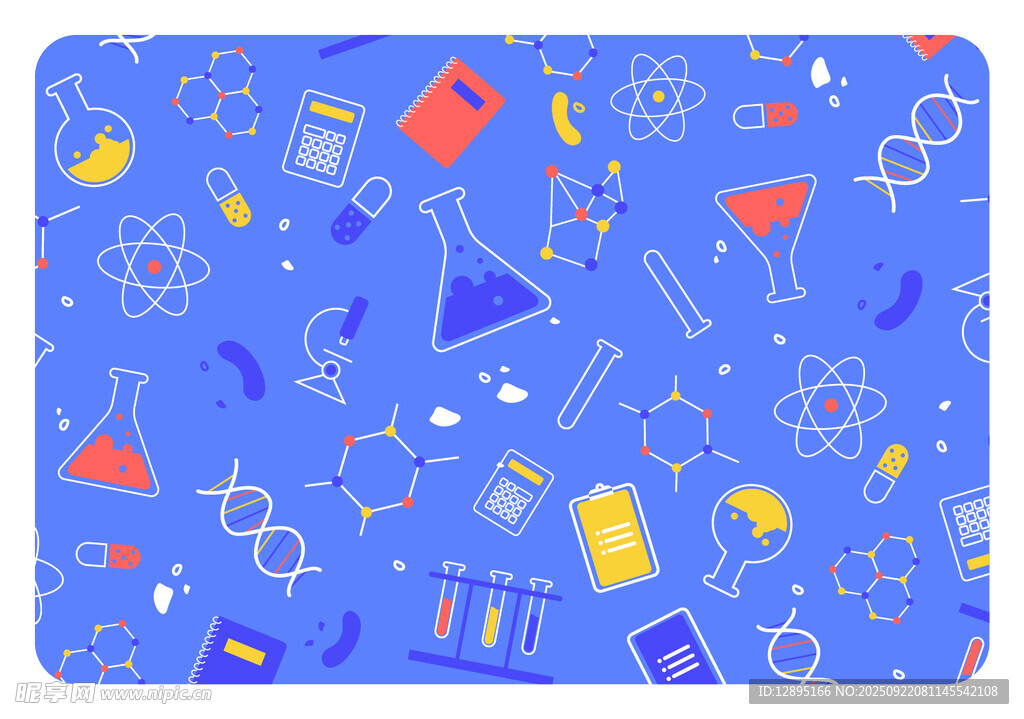 科学元素图案的蓝色背景图