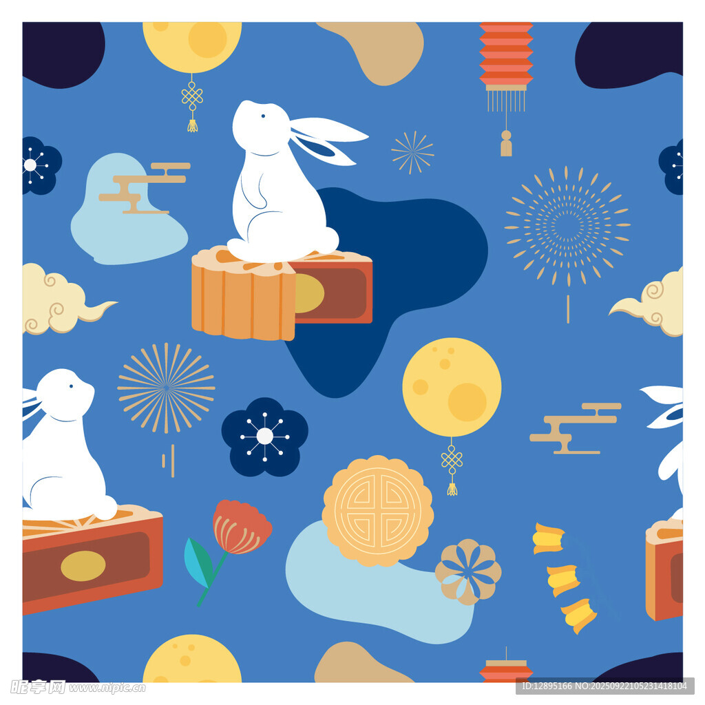 玉兔贺岁插画图案设计