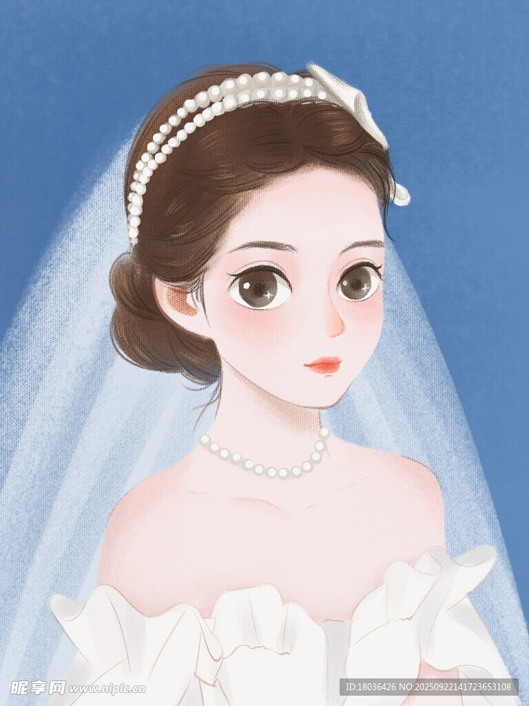 手绘美丽新娘插画形象