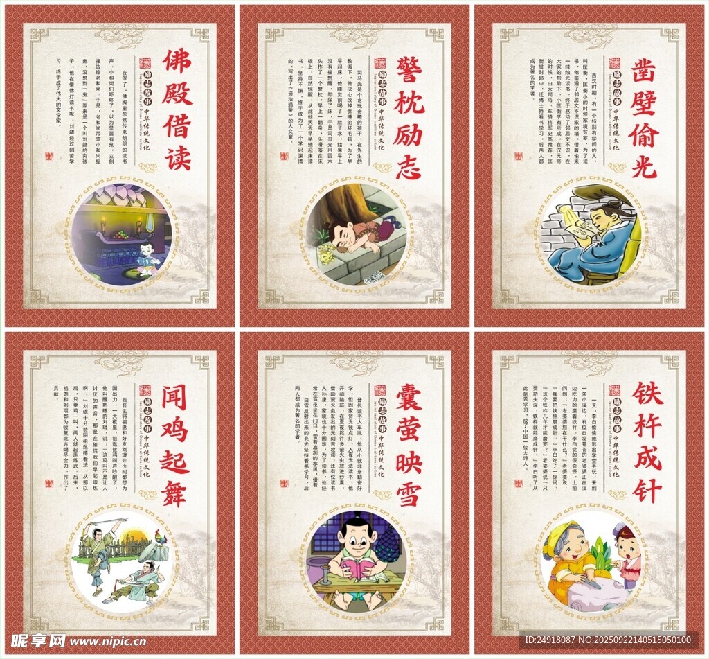 校园文化 成语故事 学校展板