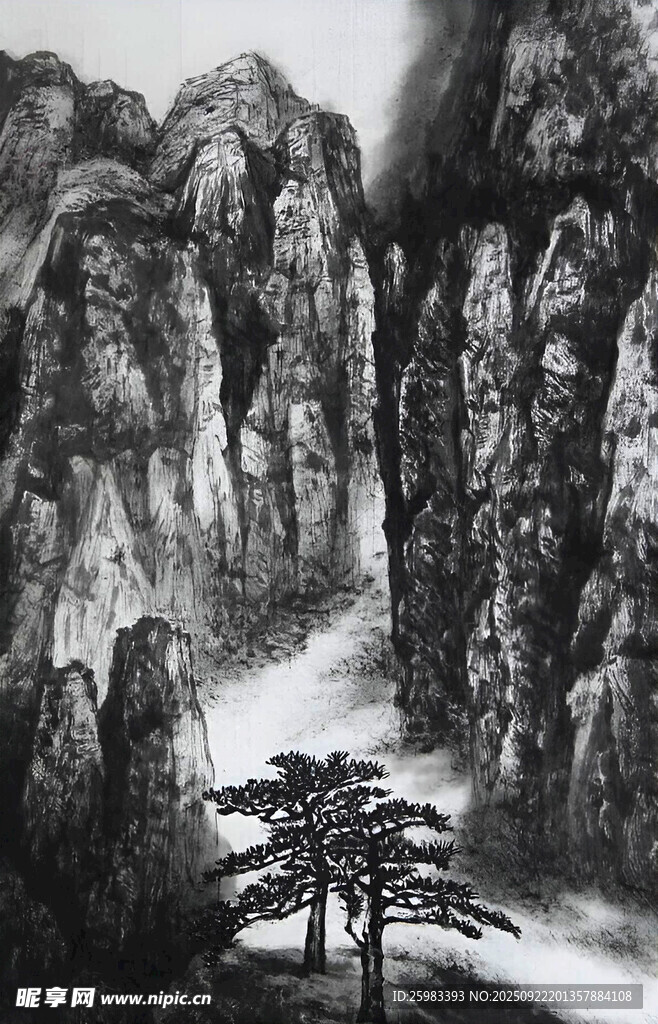 山水松林图