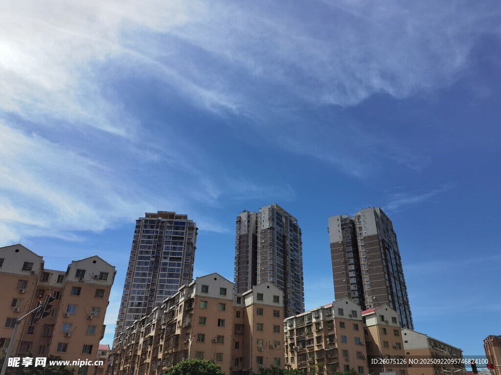 城市高楼与蓝天美景