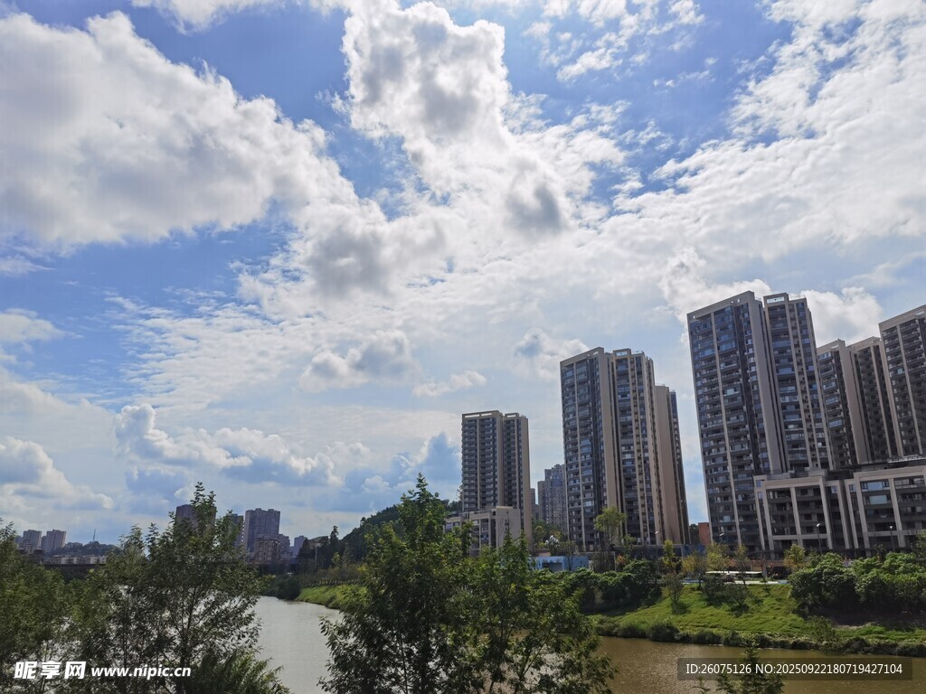 城市河畔高楼风景