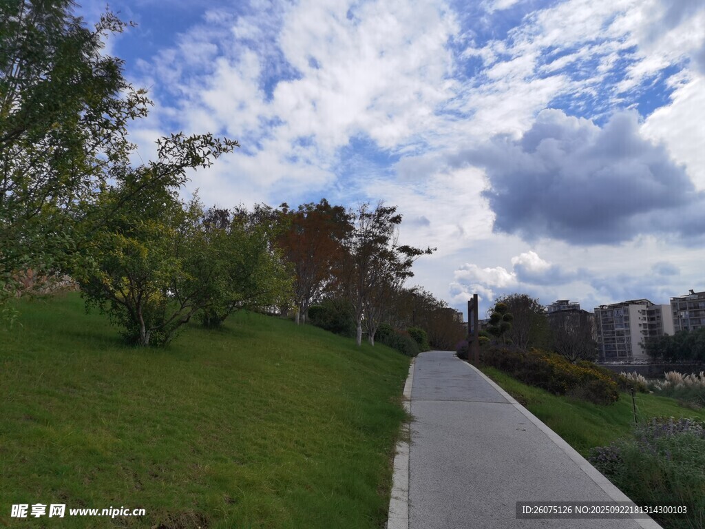 城市中宁静的步道风景