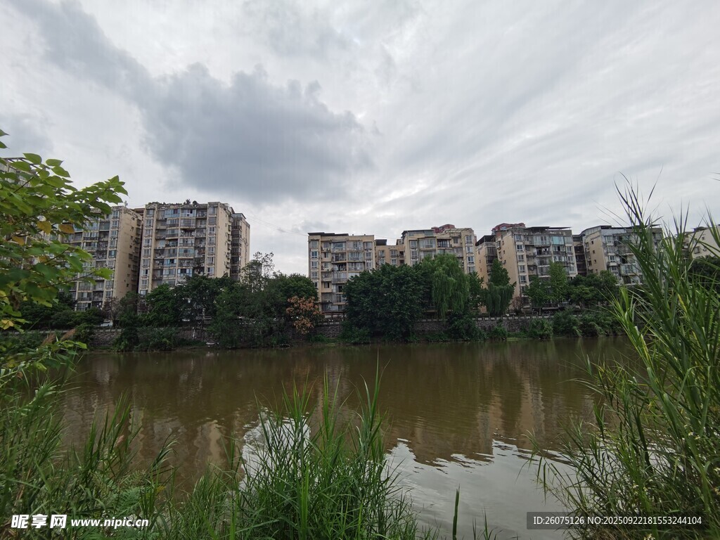 湖畔城市风光