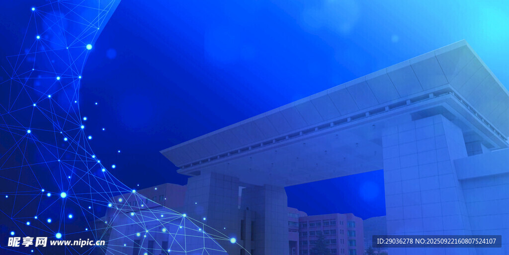 梦幻蓝色建筑夜景