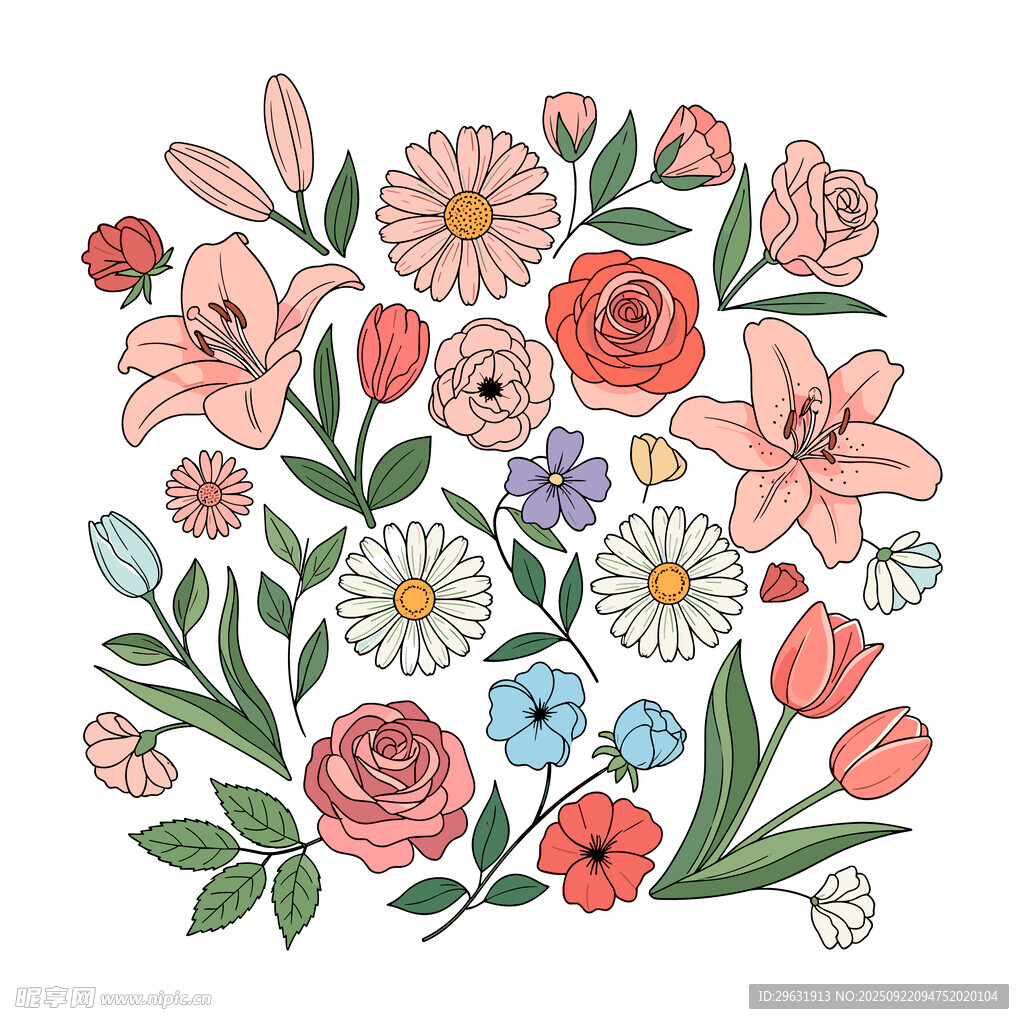 手绘花卉图案