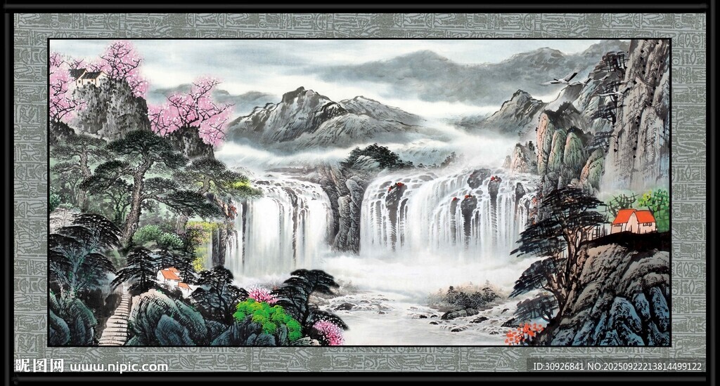 水墨山水国画风景图