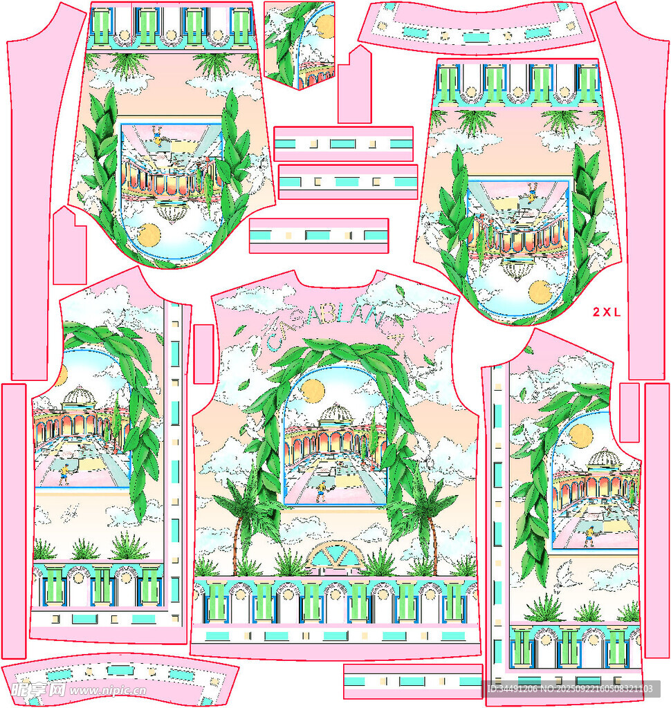 清新花卉图案服饰设计稿