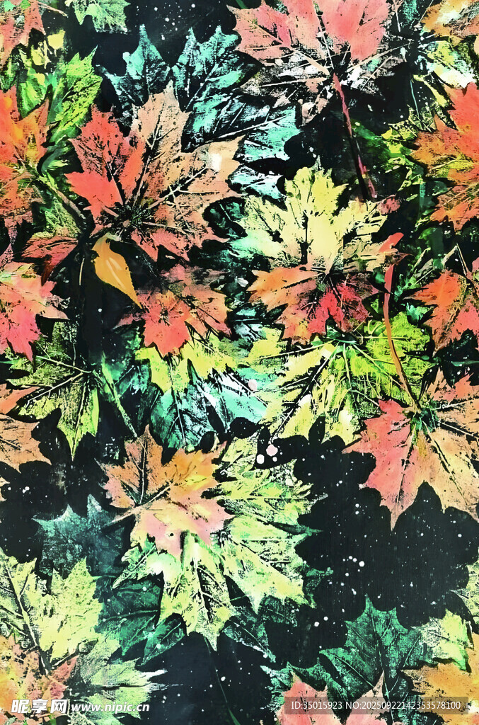 多彩秋叶图案纹理