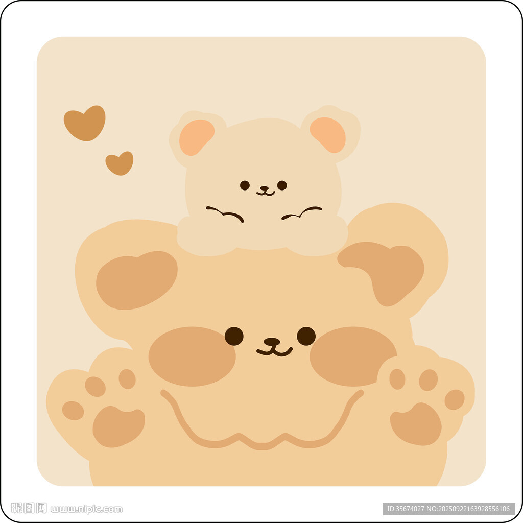 可爱小熊亲子温馨画面