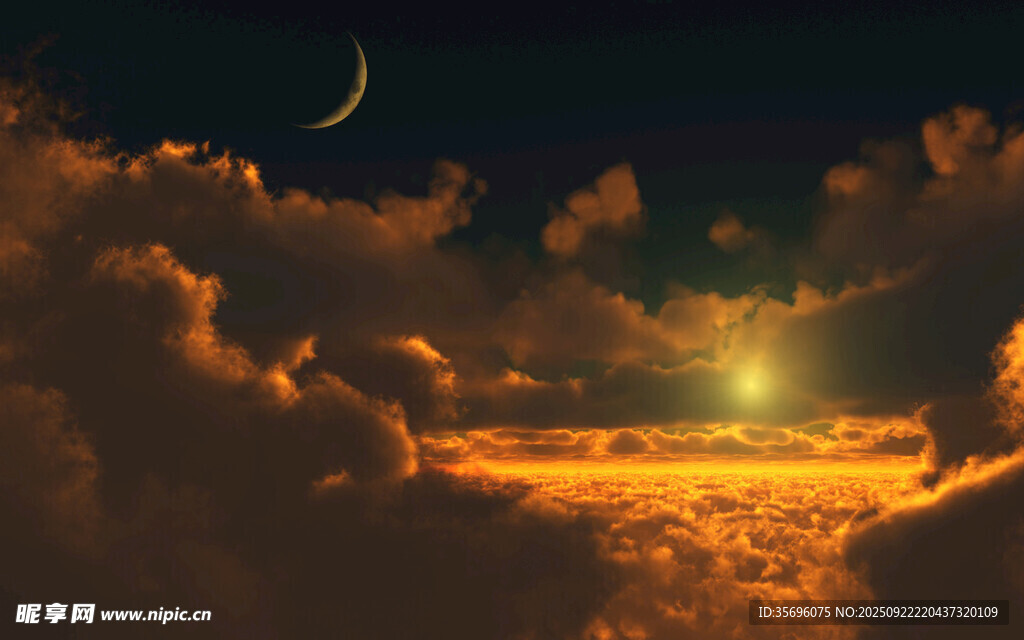 梦幻夜空下的绚烂云海