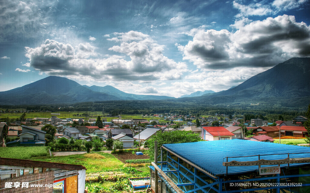 乡村城镇风光全景图
