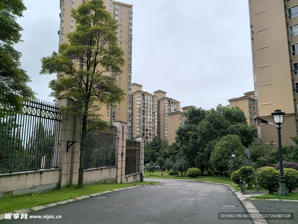 小区内的宁静道路景观
