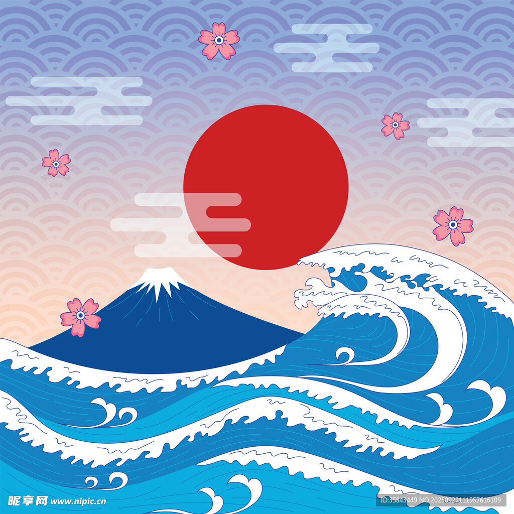 海浪日出插图