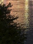 夕阳下波光粼粼的水面