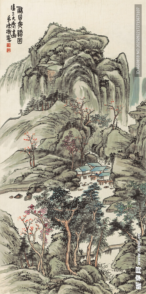 水墨山水国画风景图