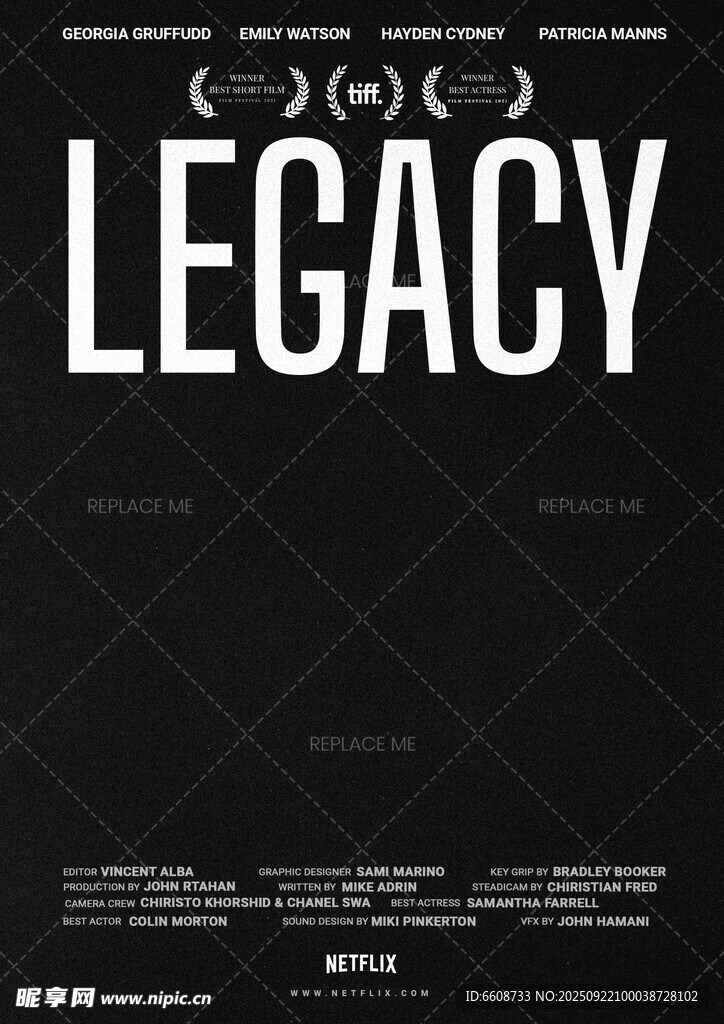 黑色背景的LEGACY海报