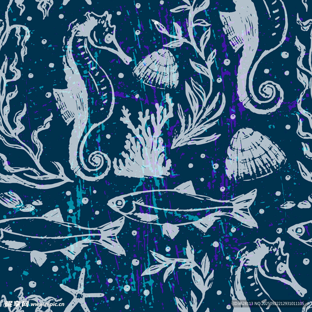海洋生物梦幻图案设计