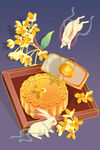 中秋佳节月饼桂花与玉兔