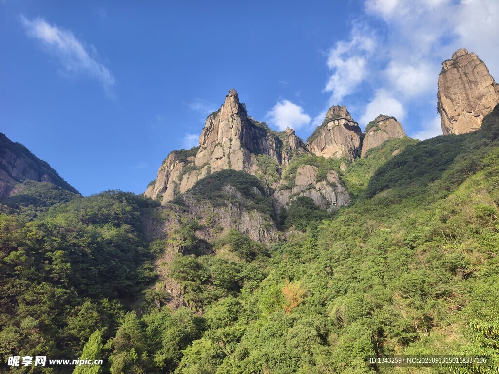壮丽山峰与葱郁山林景观