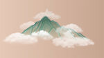 云雾缭绕中的青山 水墨 矢量