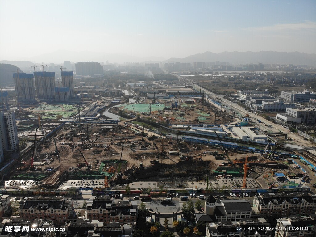 城市建筑工地俯瞰景象