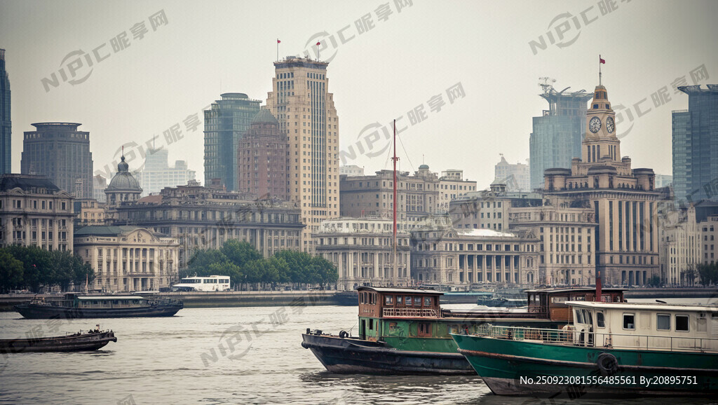 体现老上海十里外滩的复古背景