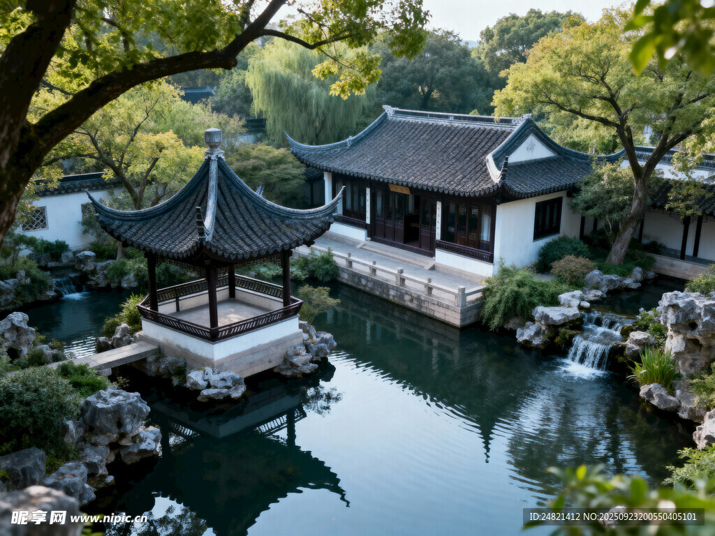 中式园林水景雅致景致