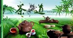 清幽茶道场景 茶具伴绿植