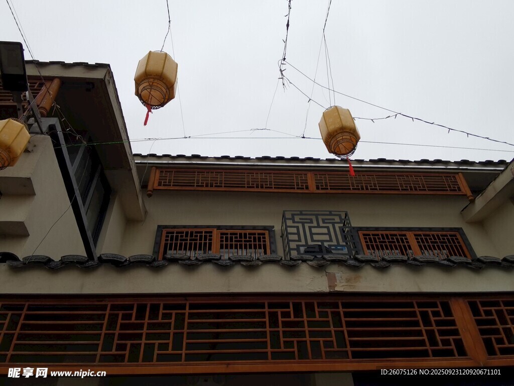 中式建筑挂饰灯笼景观