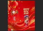 喜庆新年贺卡设计素材锁底包装盒