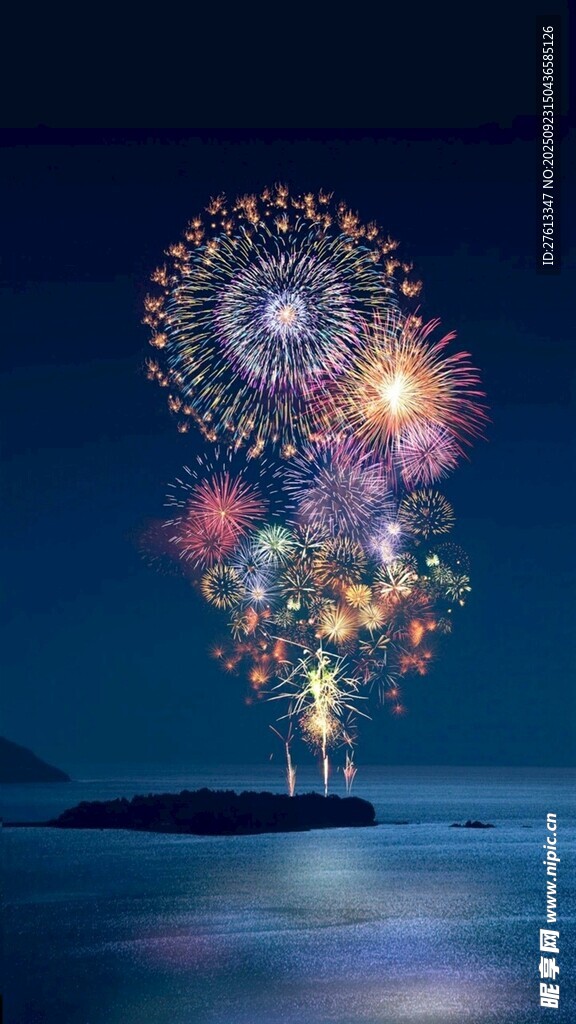海岛海边的烟花