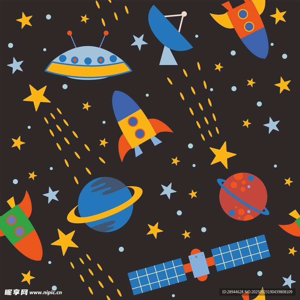 宇宙飞船与星球图案