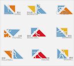 运动简笔  多彩几何图标集合