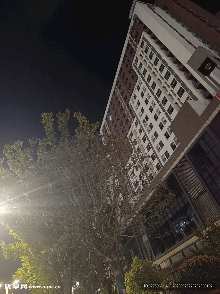 夜晚中的高楼建筑景观