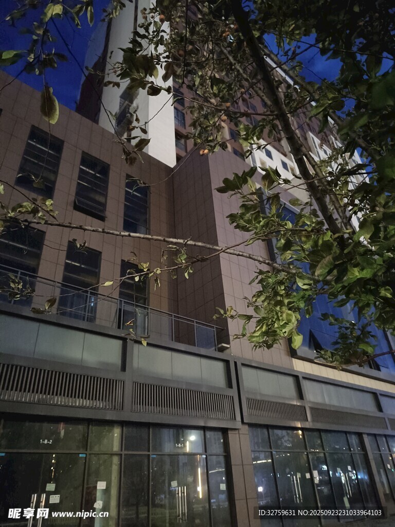 城市夜景中的现代建筑