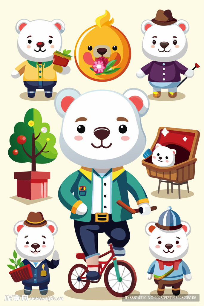 可爱动物角色插画集合